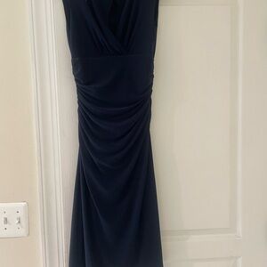 Ralph Lauren Dark Blue Ruched Sheath Midi Dress